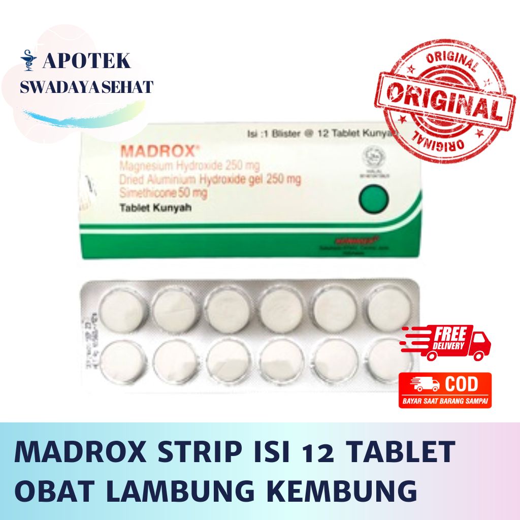 MADROX STRIP Isi 12 Tablet - Antasida Obat Lambung Maag Nyeri Perut Ulu Hati