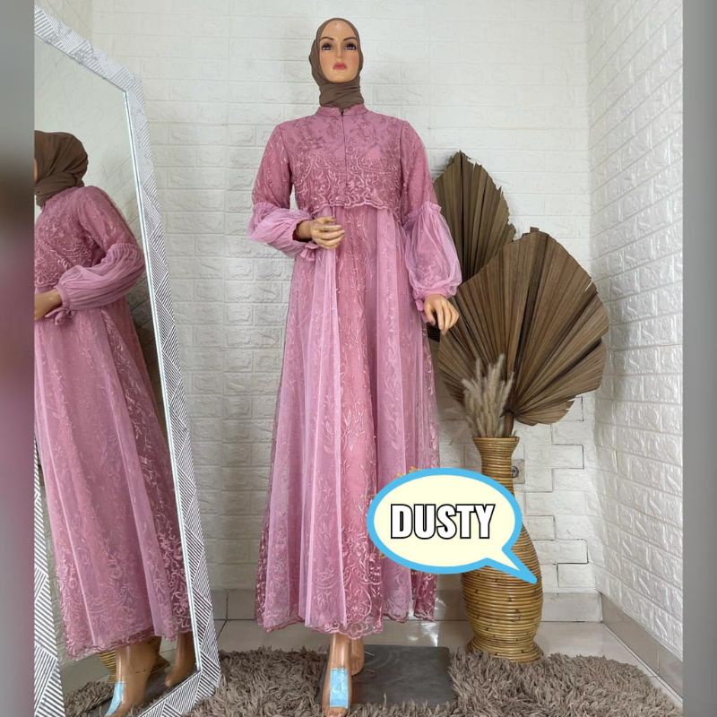 RAISA DRESS/GAMIS TILE LENGAN BALON/ GAMIS/ GAMIS PESTA/ GAMIS TILE/ GAMIS BRUKAT/ KEBAYA MODERN