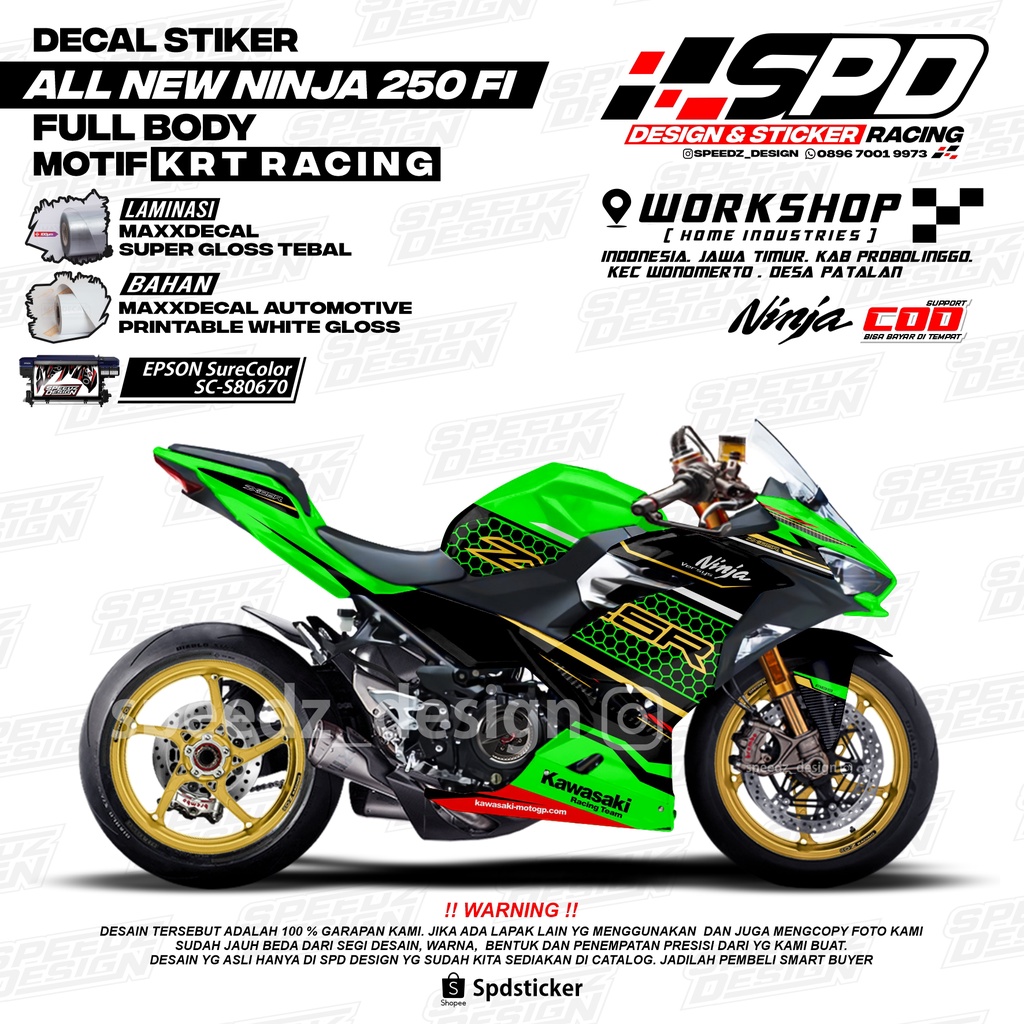 decal stiker new ninja 250 fi krt full body racing keren