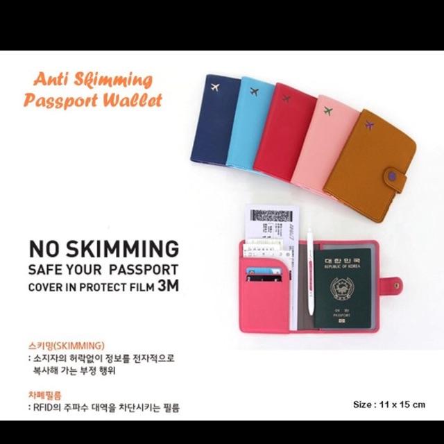 Anti skimming passport wallet ( dompet paspor anti kejahatan banyak sekat)