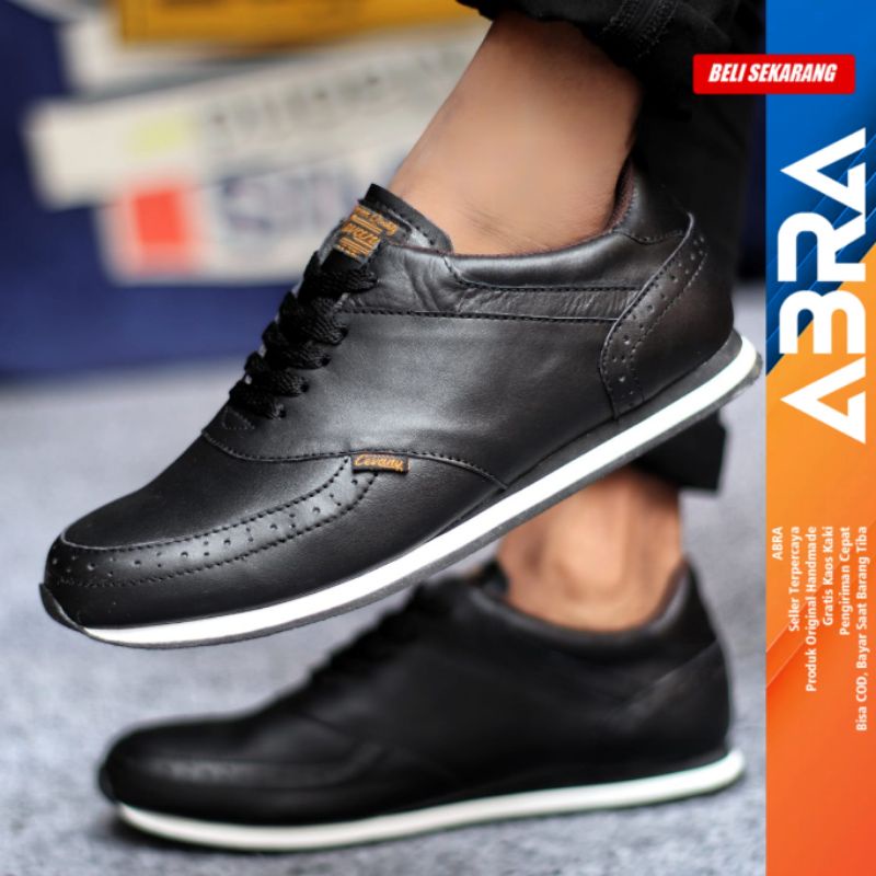 ERZA Sepatu Sneakers Kasual Pria Kulit Original ABRA