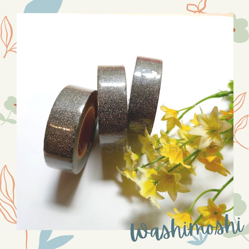 

Washimoshi Masking Washi Tape Black Glitter/ Washitape Gliter Hitam (10 meter)