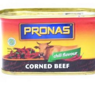 

Kornet daging sapi rasa pedas Pronas corned beef chili flavour 340g [MM]