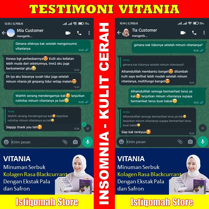 VITANIA Minuman Serbuk Kolagen Rasa Blackcurrant Dengan Ekstrak Pala dan Safron - Mengobati Insomnia Susah Tidur , Membantu Mengontrol Berat Badan, Merawat Kesehatan Rambut, Sendi dan tulang,  Membantu Detoksifikasi Tubuh