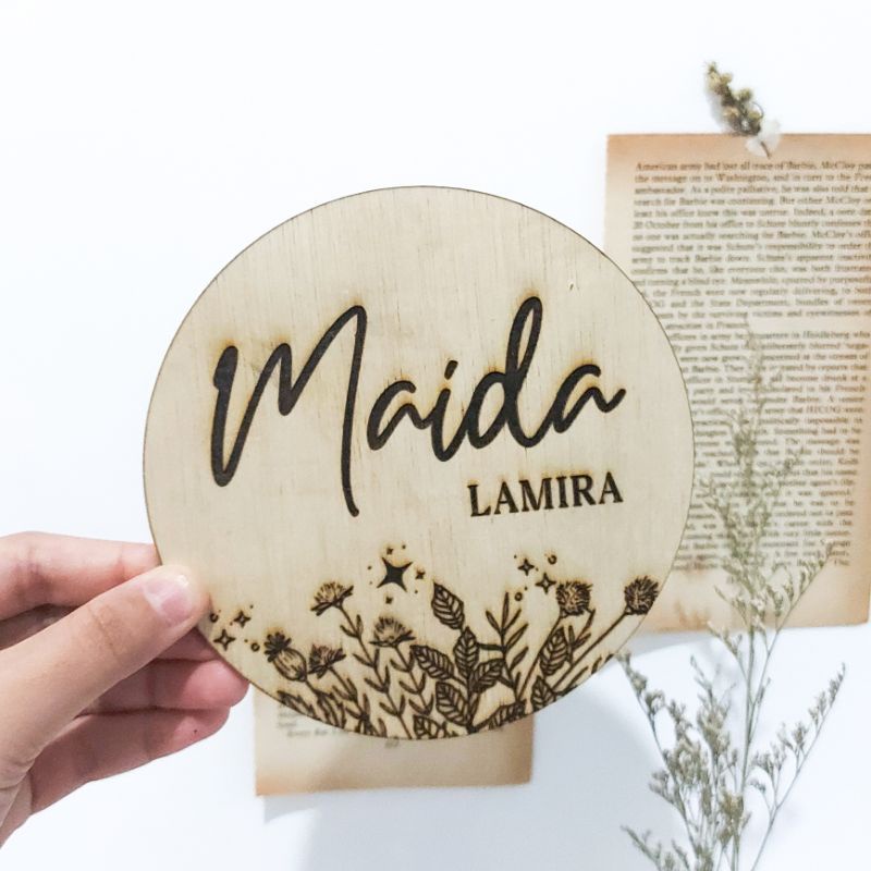 PLAKAT/PLAQUE/CUSTOM PAPAN NAMA BAYI MAHAR UCAPAN ULTAH ANNIVERSARY WEDDING PERNIKAHAN WISUDDA MURAH