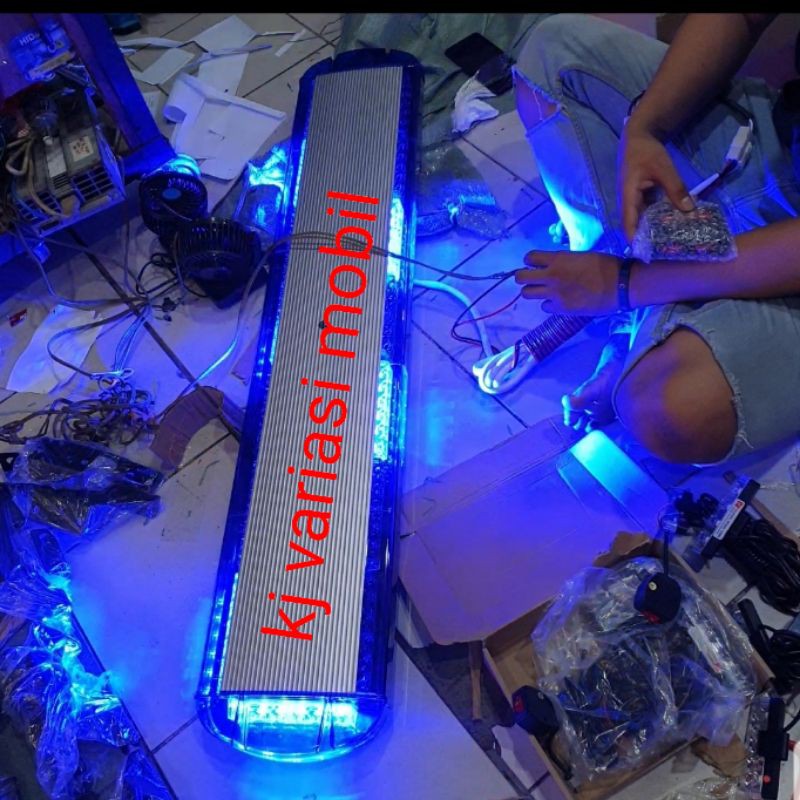 lampu light bar LTF strobo biru led slim