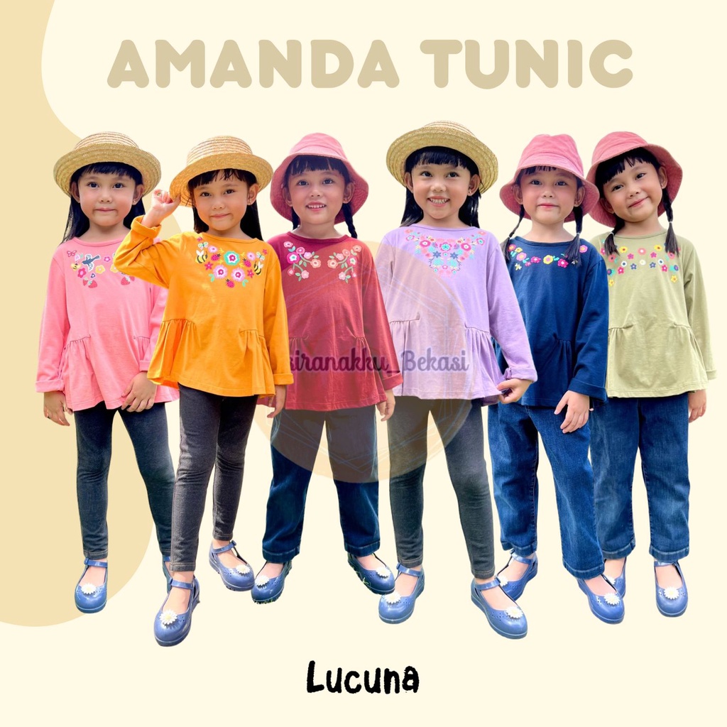 Tunik Anak Amanda Long Tee Lucuna Mix Warna Size 1-5 Thn