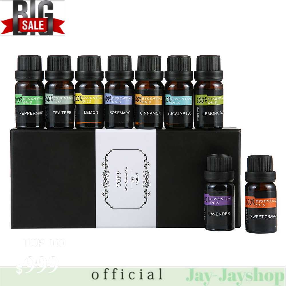 Eighteen Pure Essential Oils Minyak Aromatherapy 10ml 9PCS - TOP9