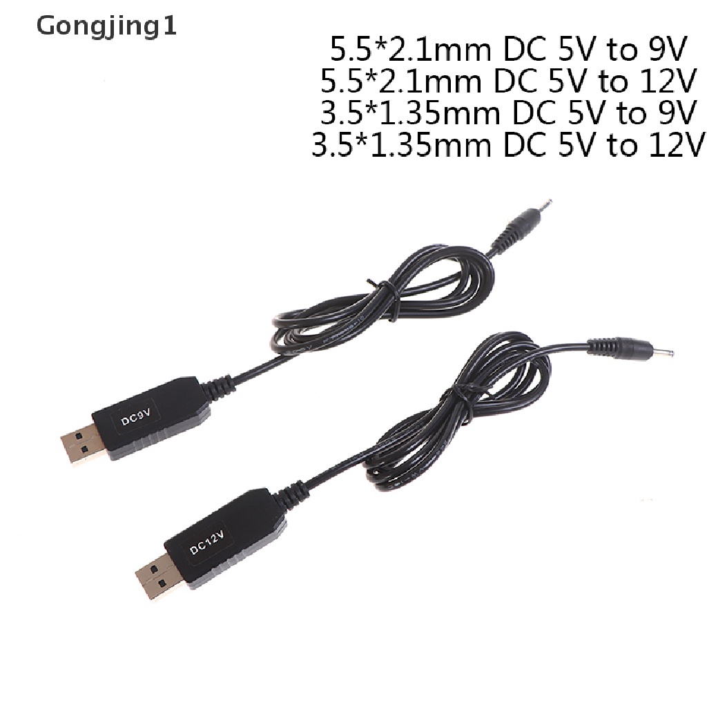 Gongjing1 Kabel Adapter Step UP power boost USB DC 5V Ke 9V 12V 3.5x1.35mm 5.5x2.1mm