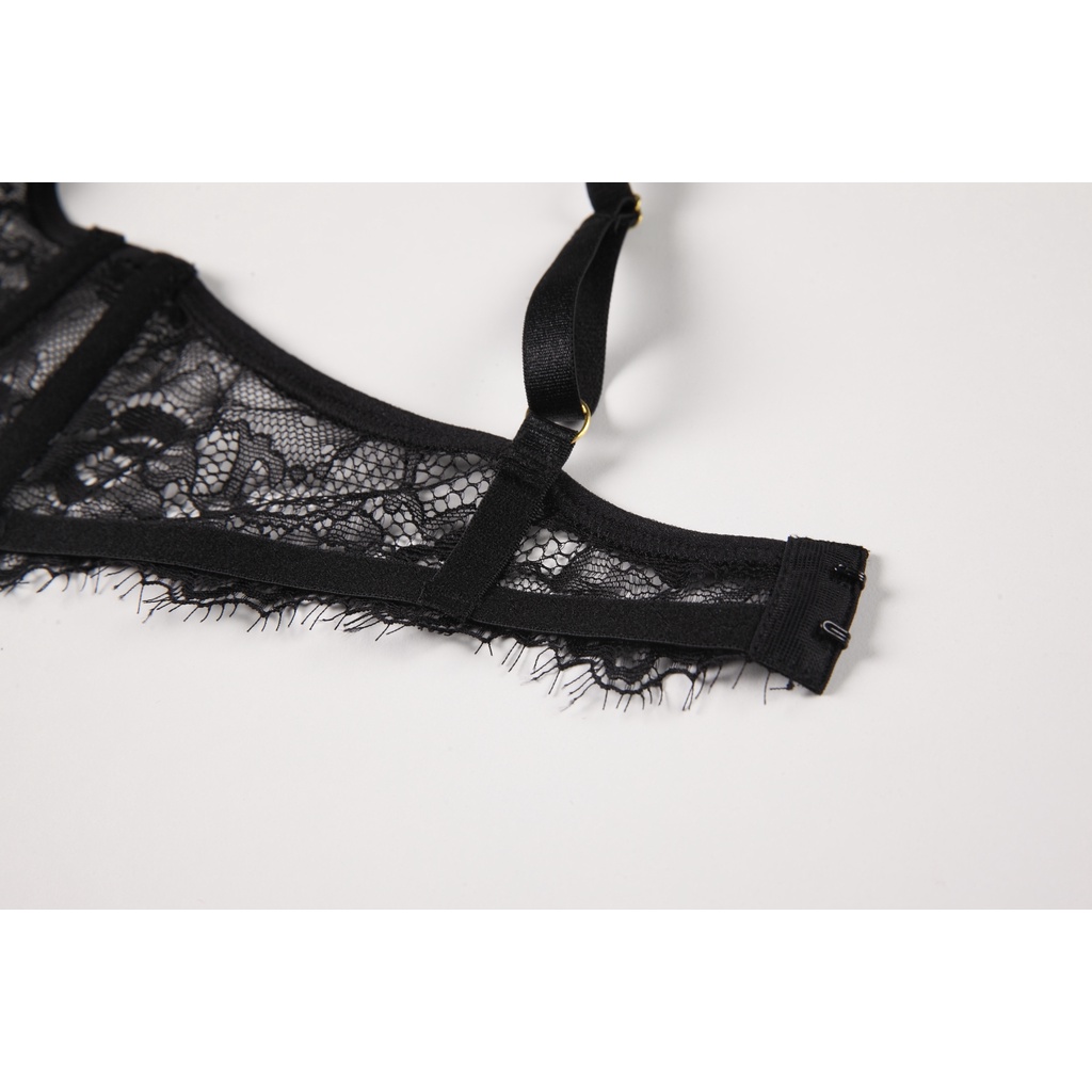 【Wetrose】Premium Erotic Sexy Hanging Neck Lace Perspective Hollow Adult Women Lingerie Set Wanita Fashion