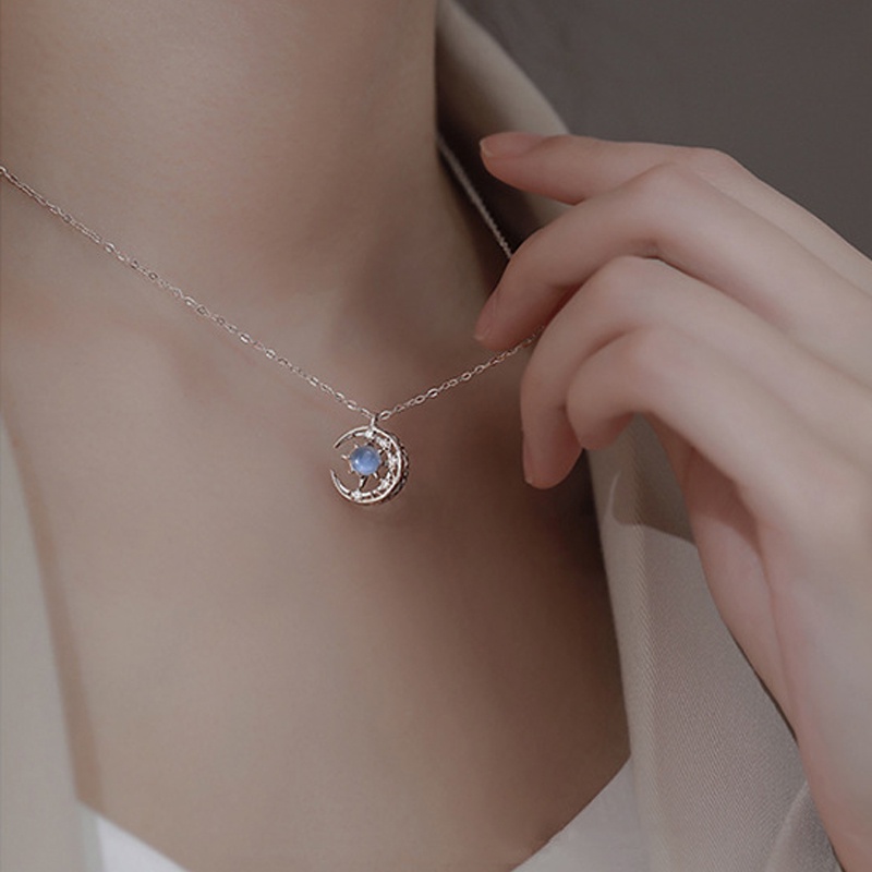 Moon and Eight-pointed Star Necklace Women's Light Luxury Temperament 2021 New Trendy Niche Design