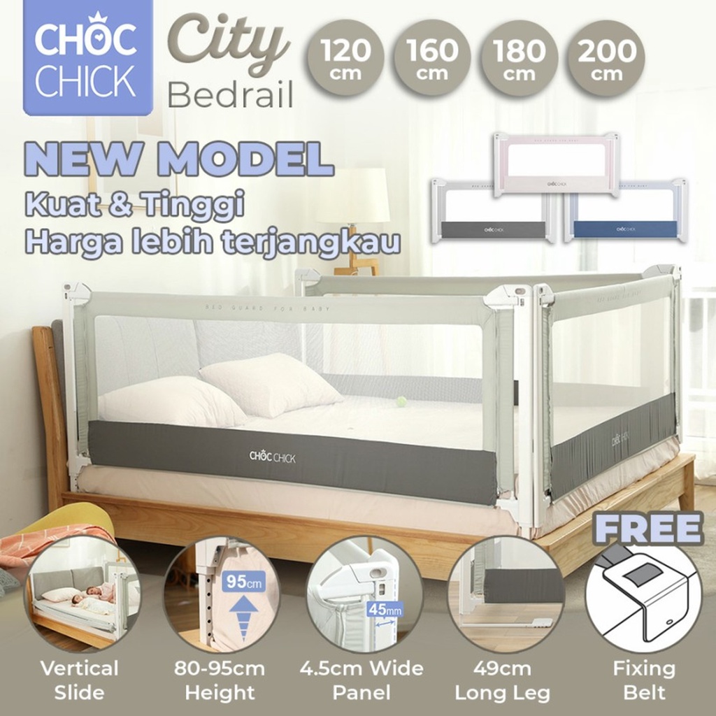 Bedrail choc chick city 200cm 180cm 160cm 120cm - Grey