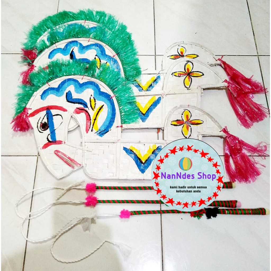 NEW PROMO Mainan Anak Kuda Lumping Kayu Besar Tanggung + Cambuk Kuda Spons - Tali Kaki aksesoris