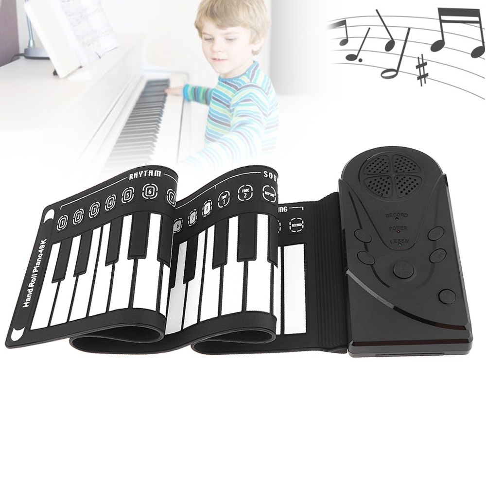 Mainan Piano / Keyboard / Organ Elektronik Portable 49 Nada Flexible Bahan Silikon Untuk Anak