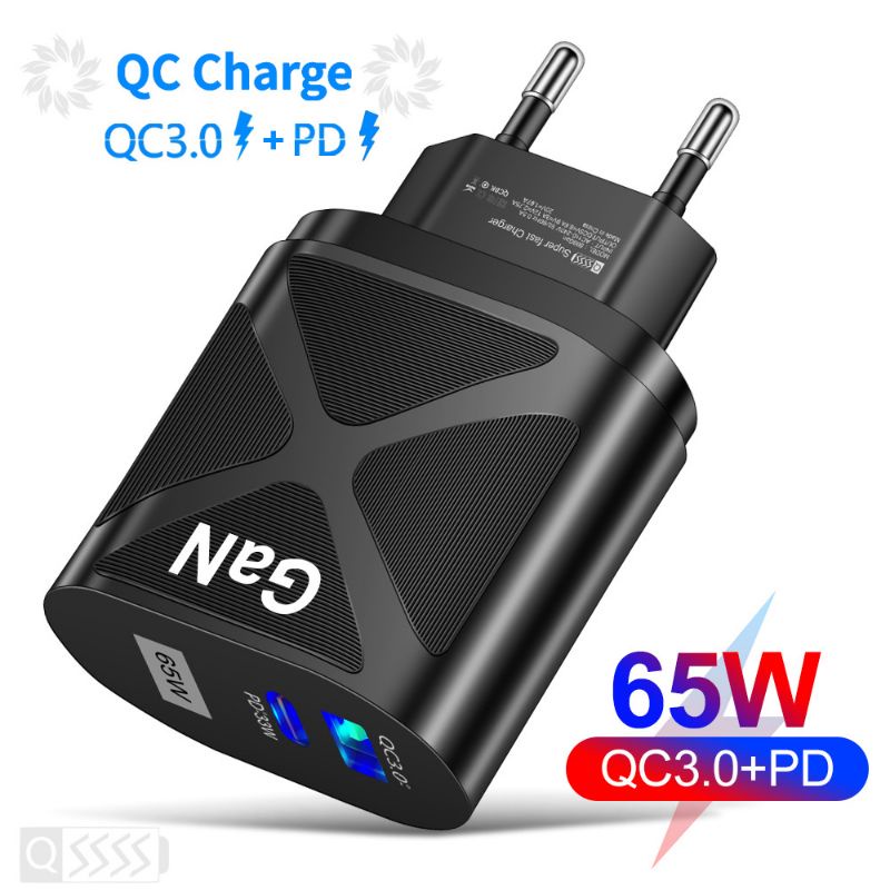 Charger Fast Charging PD Quick Charge 3 65Watt Total GaN Teknologi Cool Charge