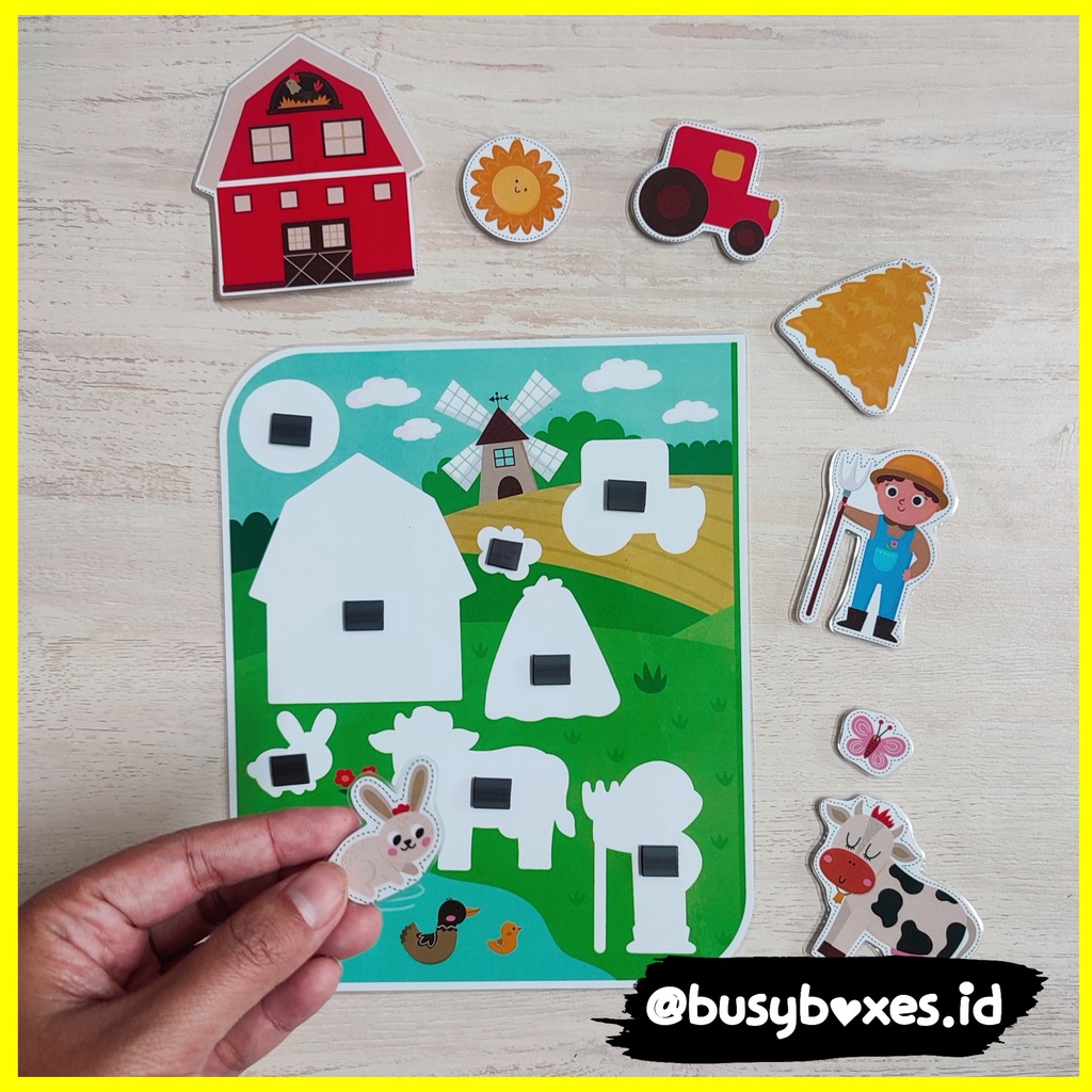 [busyboxes.id] mainan edukasi anak 2 tahun busy page mencocokan bayangan / mainan edukasi montessori paud preschool mencari bayangan farm petani