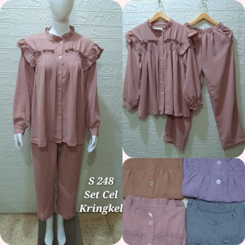 ONESET CRINKLE SMOKE SIDNEY 248 / SETCEL CRINKLE SMOKE BUSUI / SETELAN CELANA CRINKLE / SETCEL BUSUI