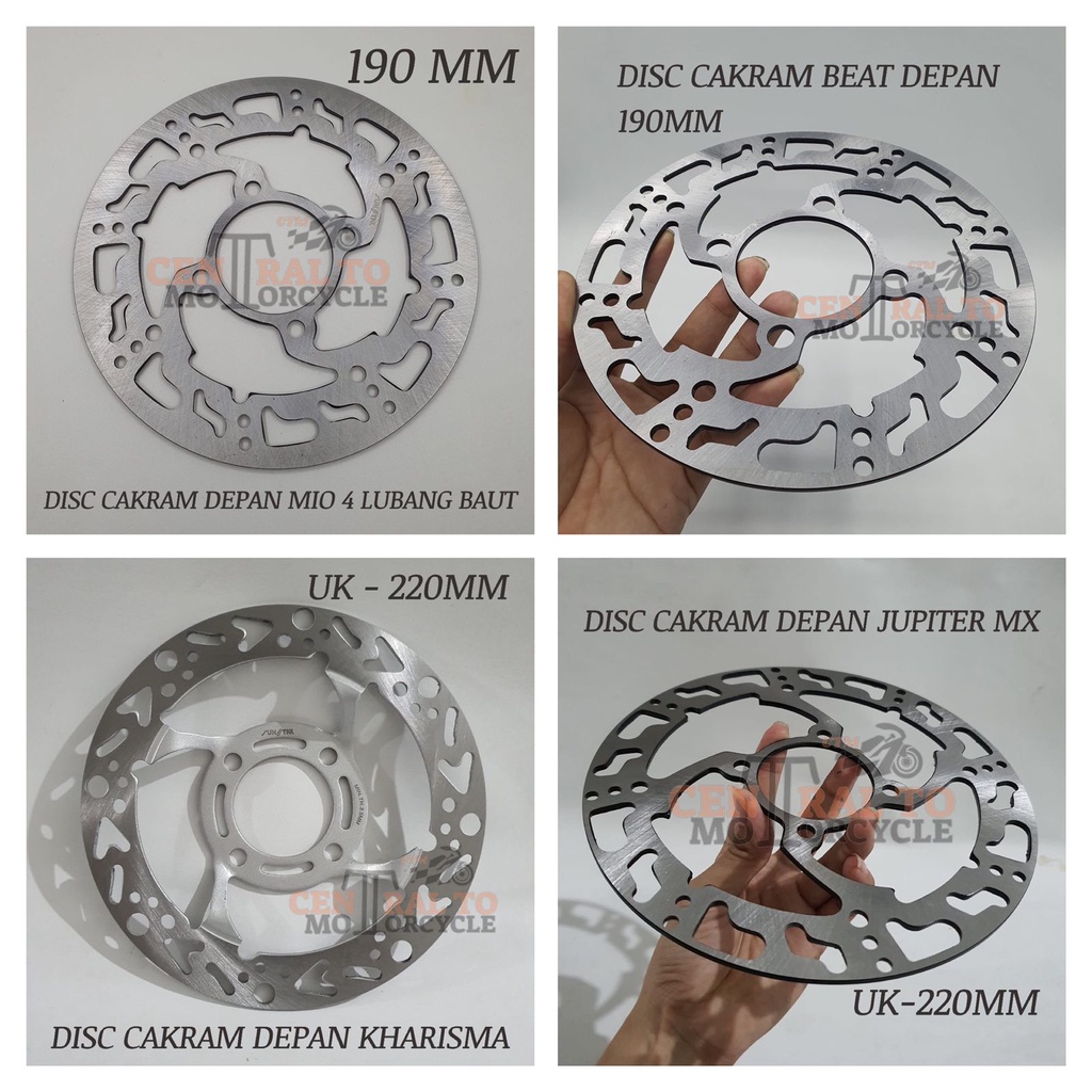 DISC PIRINGAN CAKRAM DEPAN 4 LUBANG BAUT MODEL POLOS TITANIUM UKURAN 190MM &amp; 220MM TERSEDIA MOTOR MIO OLD JUPITER MX KARISMA BEAT DLL