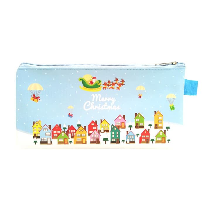 

jdbj Christmas Case Santa Colorful House Tempat Pensil Souvenir Natal