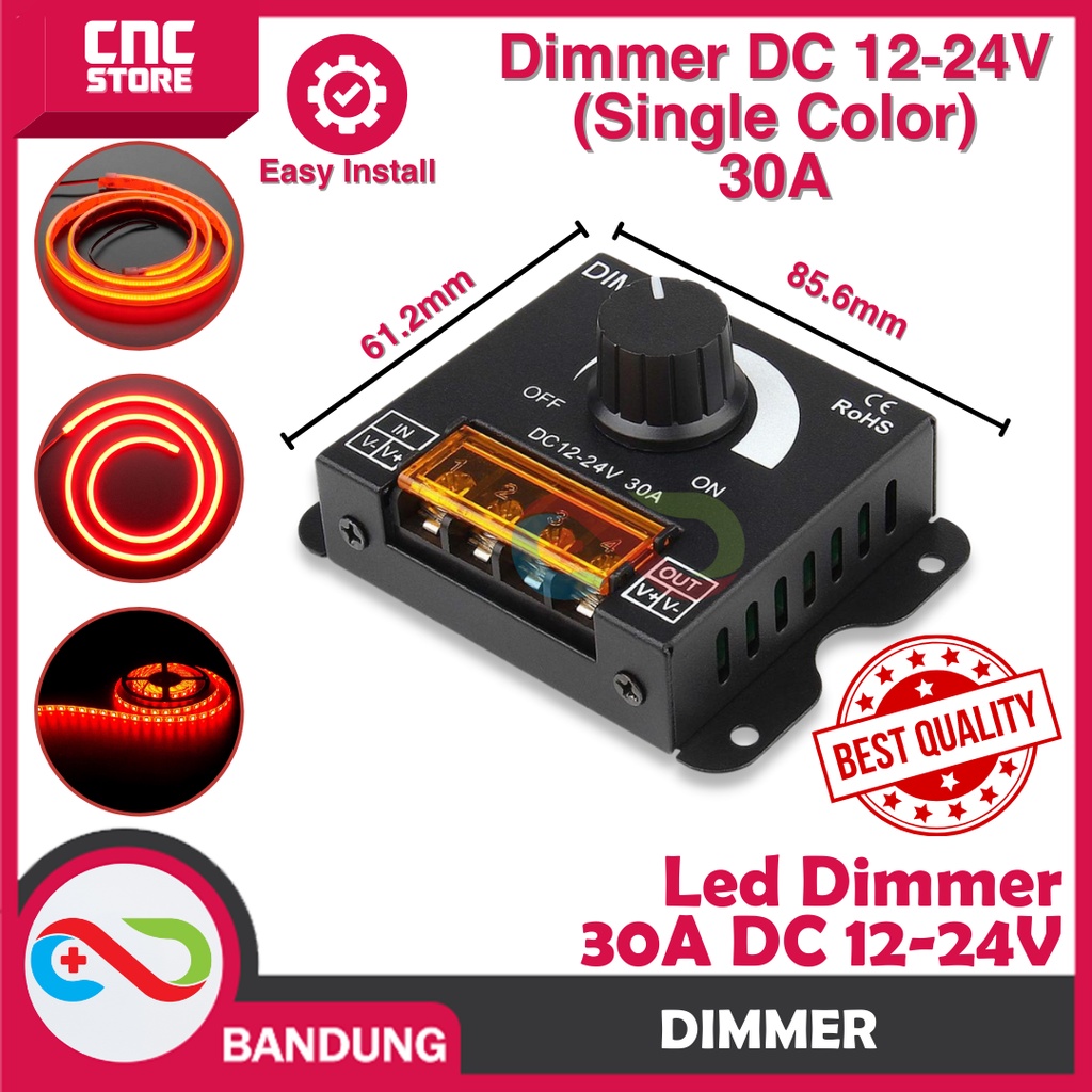 DIMMER DC 12V 24V 30A PENGATUR KECERAHAN LED STRIP BRIGHTNESS ADJUSTER