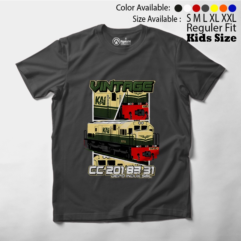 Baju Kaos Atasan Anak Laki-Laki Dan Permpuan Motif Kereta Api KAI Vintage