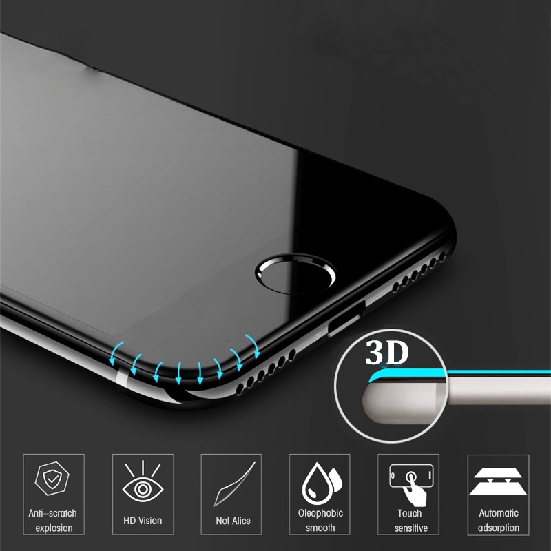 Set 3Pcs Pelindung Layar Tempered Glass 3D Full Cover untuk iPhone 11 Pro Max XR XS 8 7 6 6s Plus