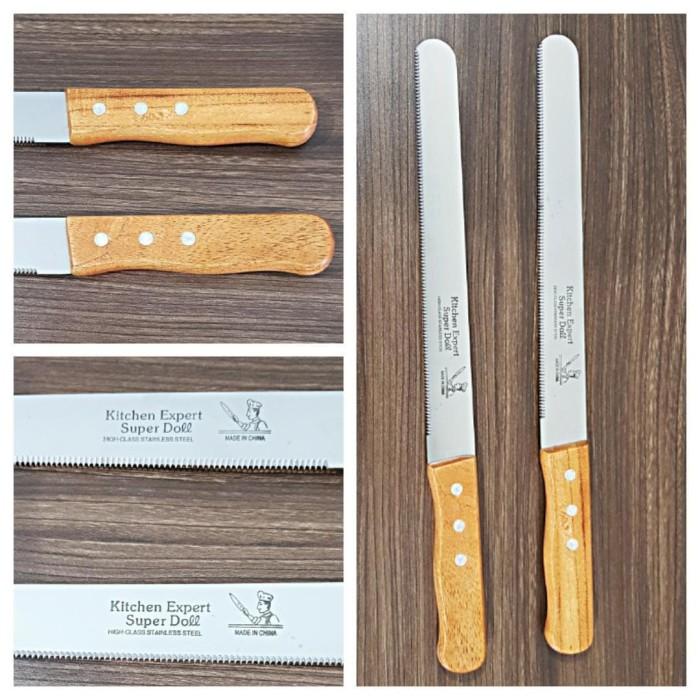 Knife Cake | Pisau Roti Bergerigi 1 Pcs Pisau Dua Sisi Cake Kue Wedding Spatula Kue