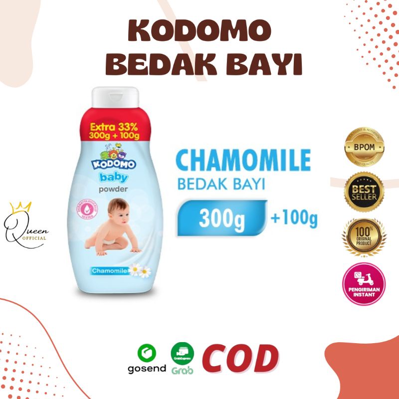 Kodomo Bedak Bayi Biru 300+100gr - Baby Powder Chamomile Classic Blue