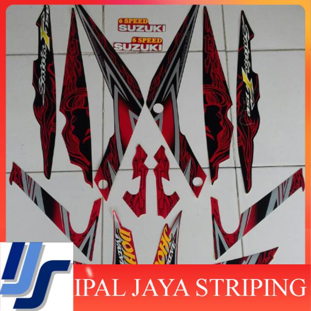 Striping Stiker Satria fu 2011 merah hitam