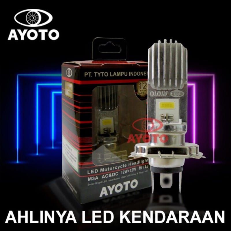 LAMPU UTAMA LED M3A HEADLAMP AYOTO H4 HS1 12 WATT PUTIH VIXION