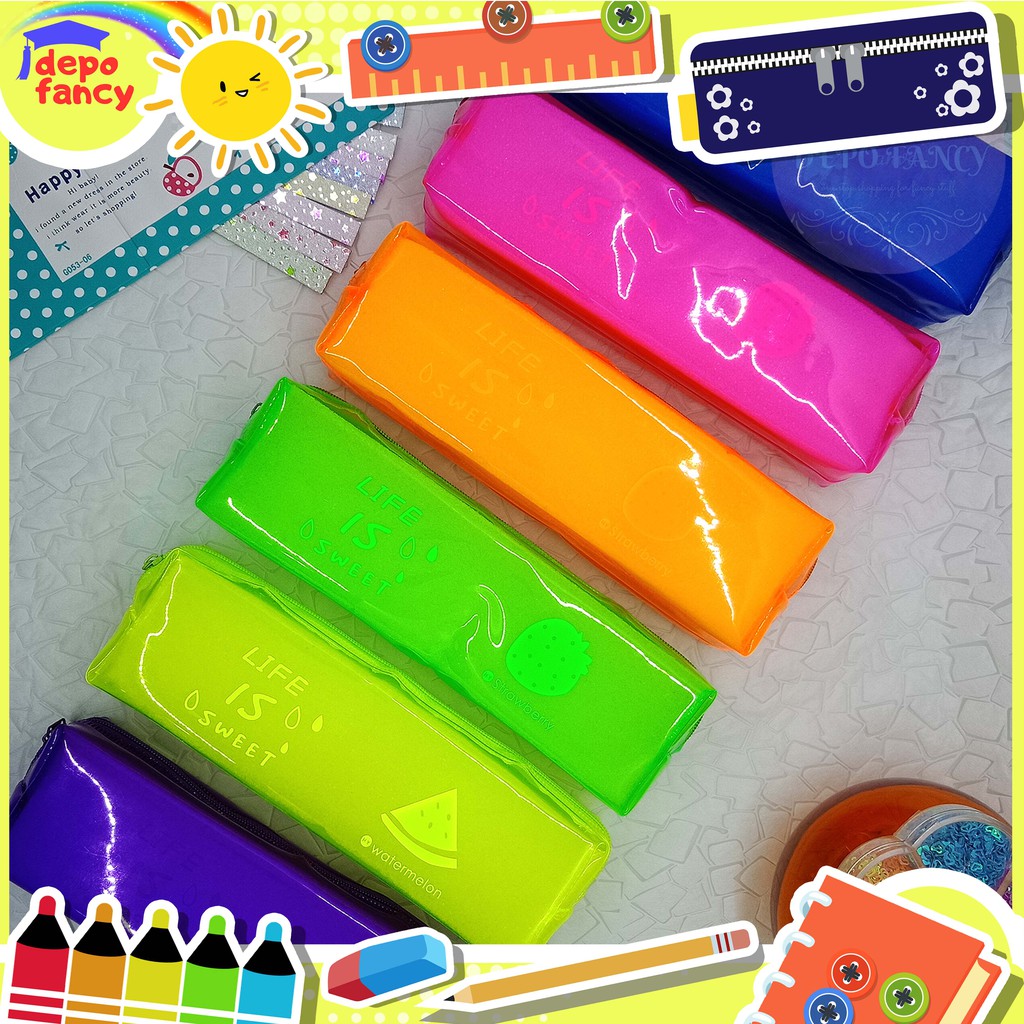 

Kotak Pensil 1 Resleting Balok Warna Fluorecent / Tempat Pensil / Tepak Pensil / Boks Pensil / Box Pen / Pencil Case