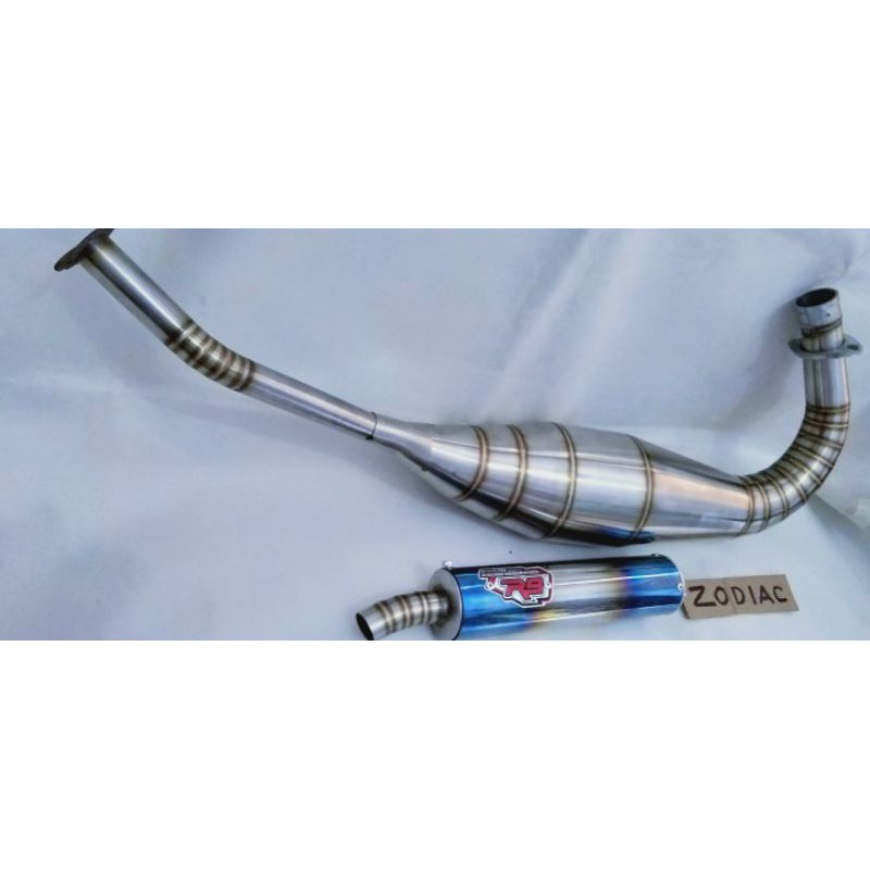 Knalpot R9 ninja 2tak R RR SS L blue stainless