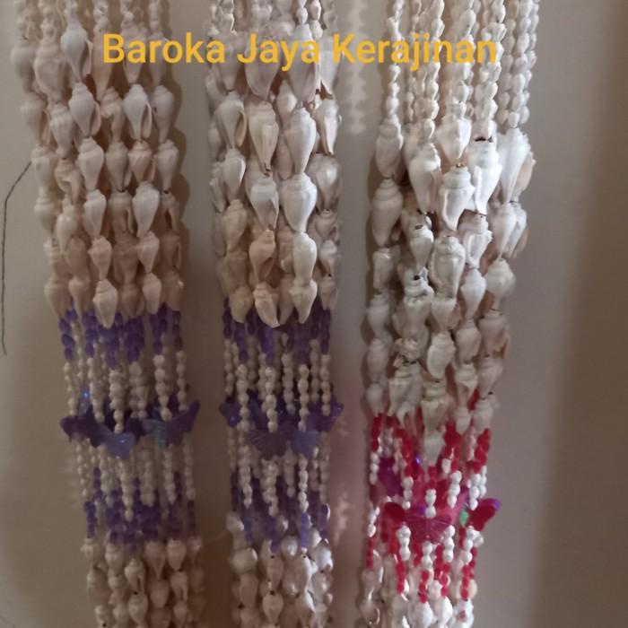 Tirai Kerang Putih Kupu Hiasan Pintu 20 Rangkain