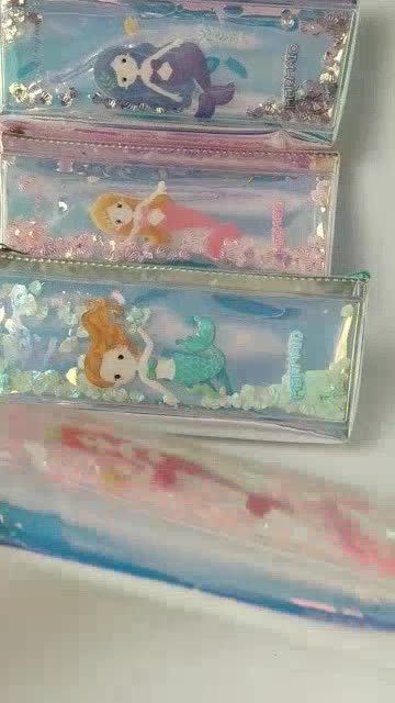 Tempat Pensil Glitter Air Mermaid Kotak Pensil Hologram 