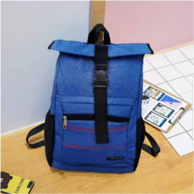 Tas Ransel Hitam Kanvas Pria Wanita Tas Punggung Sekolah Pelajar Perguruan Tinggi untuk Remaja Ransel Kasual Mochila Ransel Harian Travel