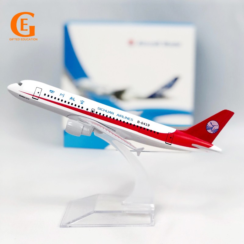 Miniatur Diecast Pesawat Terbang Sichuan Airbus A320 Bahan Metal Ukuran 16cm 20cm