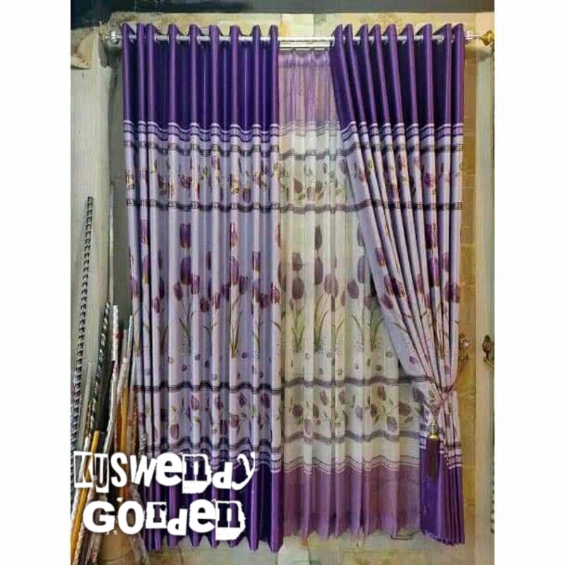 Gorden Blackout Bunga Tulip 150 x 250 cm Tinggi 2.5 meter Hordeng Jendela Pintu Tirai Minimalis