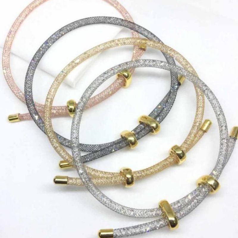 Gelang Tali Wanita Gelang Tali Anak Gelang Tali Kawat Gliter Swarovski Untuk Charm Liontin Huruf Ema