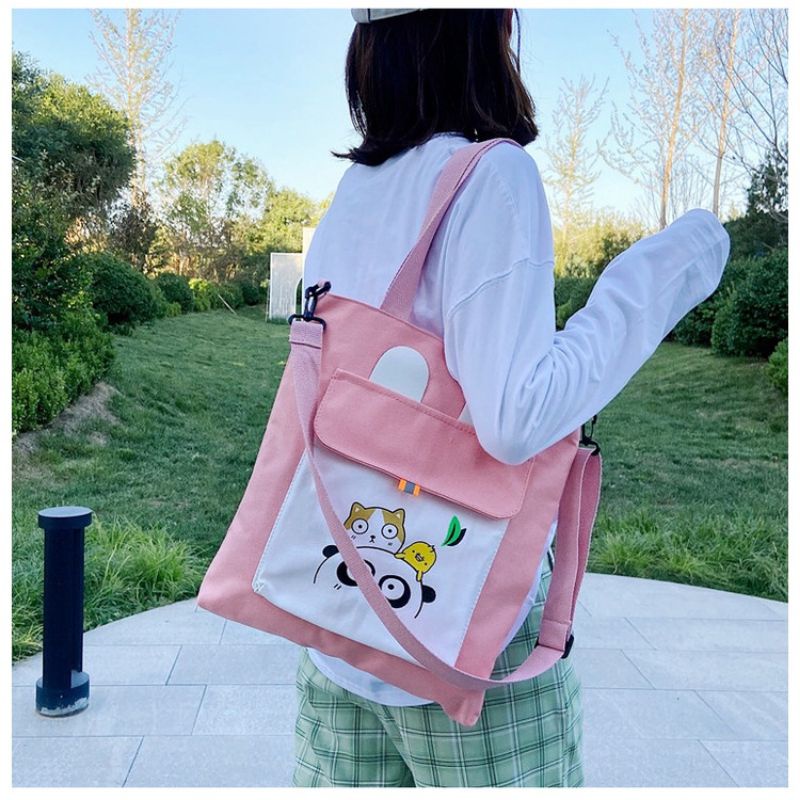 Totebag korean style kekinian kuping panda Keren untuk wanita