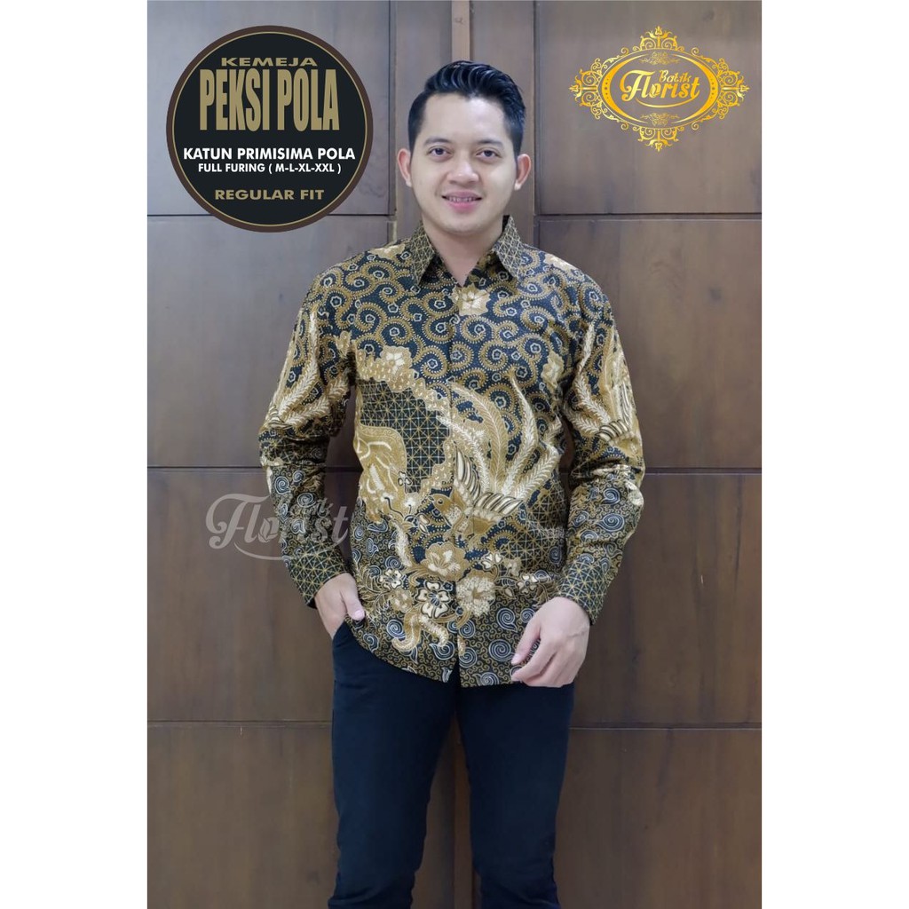 PEKSI POLA Batik Solo Kemeja Pria Full Furing Katun Cabut Primisima Pola