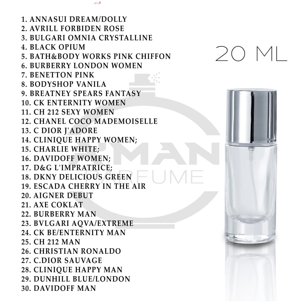 PARFUM REFILL INSPIRED A'MAN 50ML 30ML 20ML COSTUM AROMA