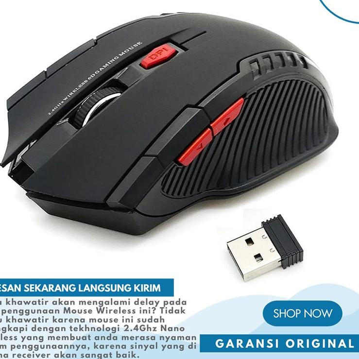 ♜ Mouse Gaming Wireless Tanpa Kabel Silent Bluetooth Ergonomic Wireless Gaming Mouse Murah ♚