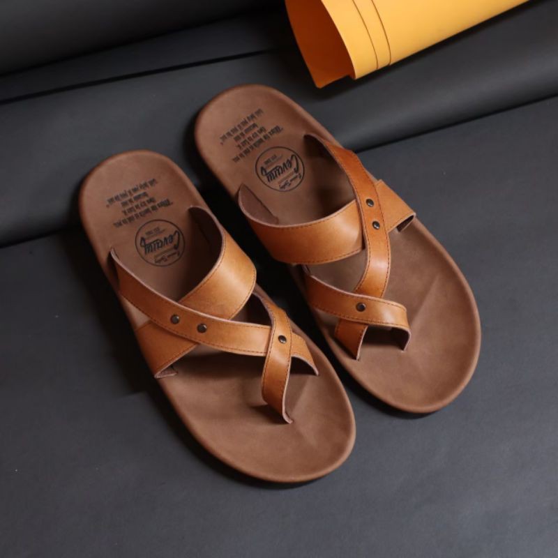 WIROS TAN Sandal pria kulit asli cevany original handmade sandal jepit kulit pria bisa COD