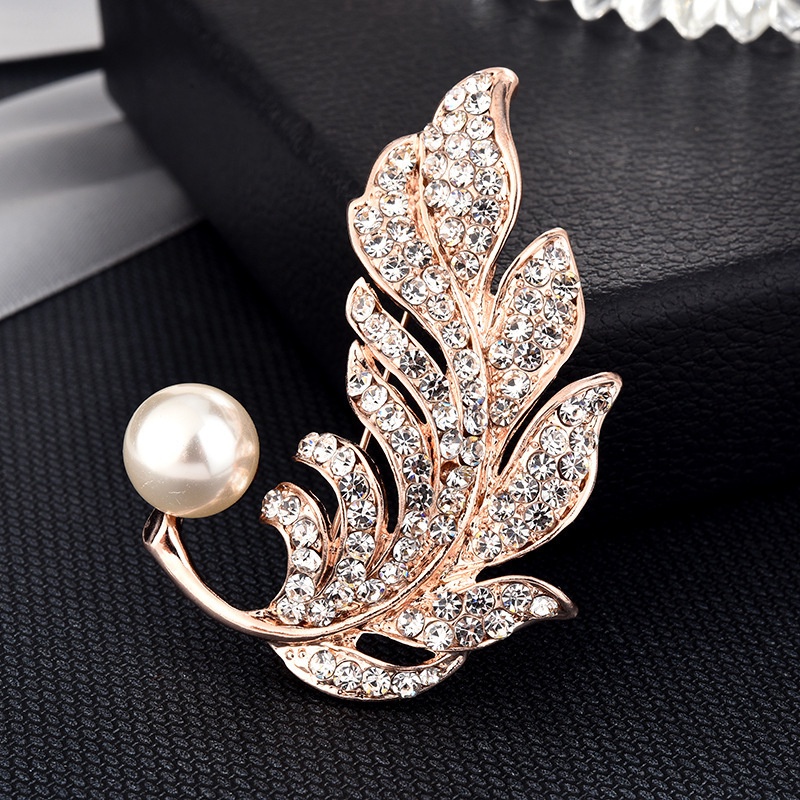Candy Jewelry Fashion Korean Butterfly Brooches Gold Color Pearl Brooch Pins Rhinestone Breastpin for Women bros hijab-#10
