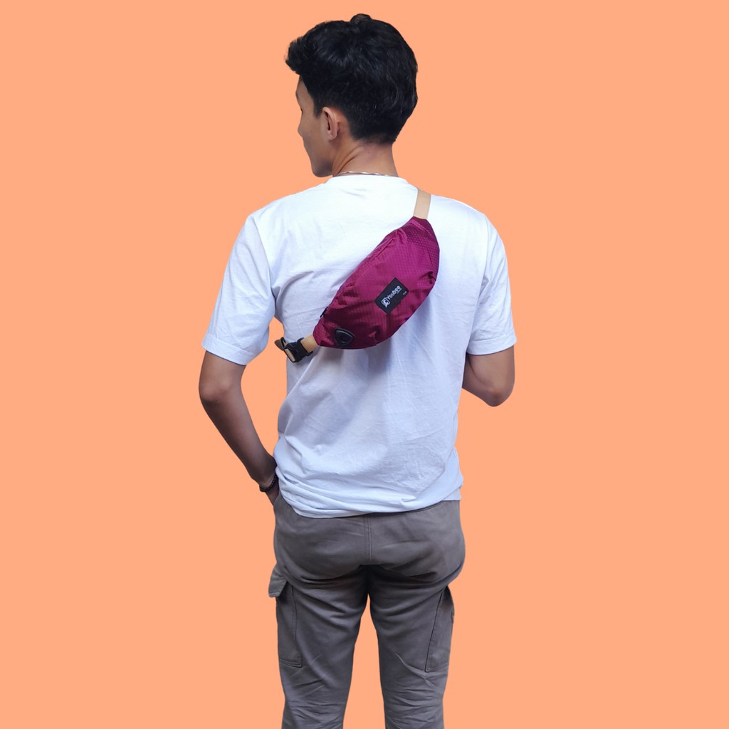 Tas Pinggang pria Bahan Motif Tawon Waistbag outdor