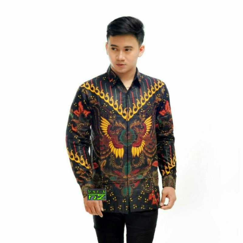 BSWART Batik HRB026 Kenongo Hem Pendek Padi Pekalongan M L XL Batik Pria MURAH Modern Grosir