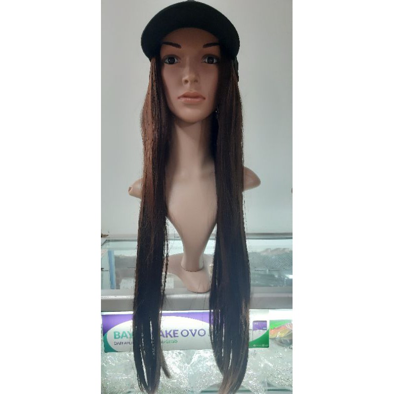 rambut palsu wig topi lurus panjang 75cm