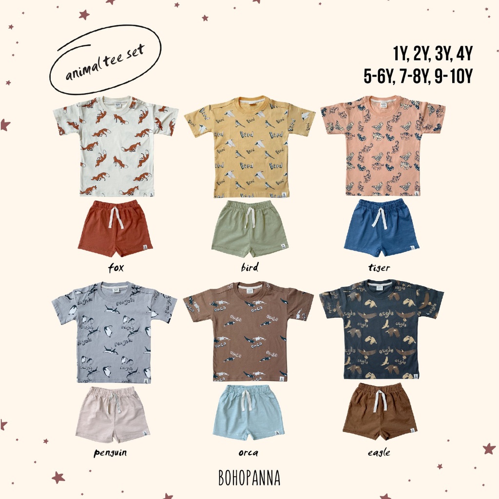 BOHOPANNA Animal Tee Set 1-10 Tahun SetelanAnak Motif Animal Zootopia  CBKS