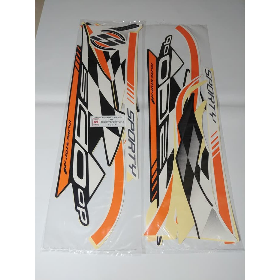 Striker Motor Bodi /  Stiker Bodi & Lis Body & Striping Scoopy 2018 Sporty Putih