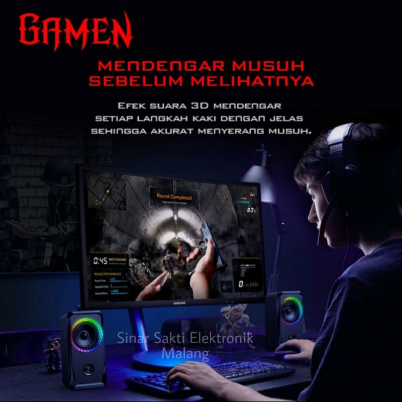 Gamen Speaker Komputer Gaming RGB PC LAPTOP Bass Portable USB Multimedia GS5